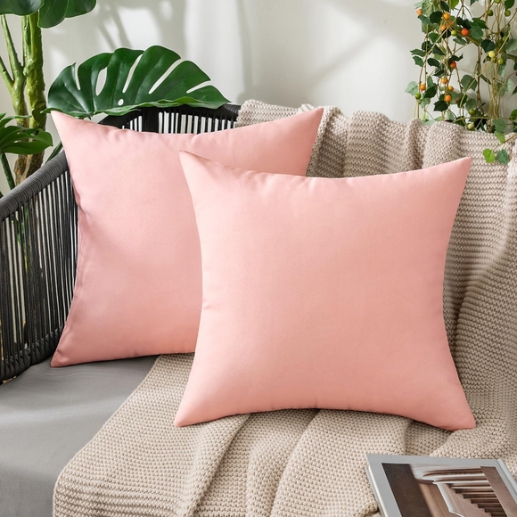 Pack‎ of 2 Decorative Outdoor Solid Waterproof Throw Pillow Covers New - Picture 1 of 6